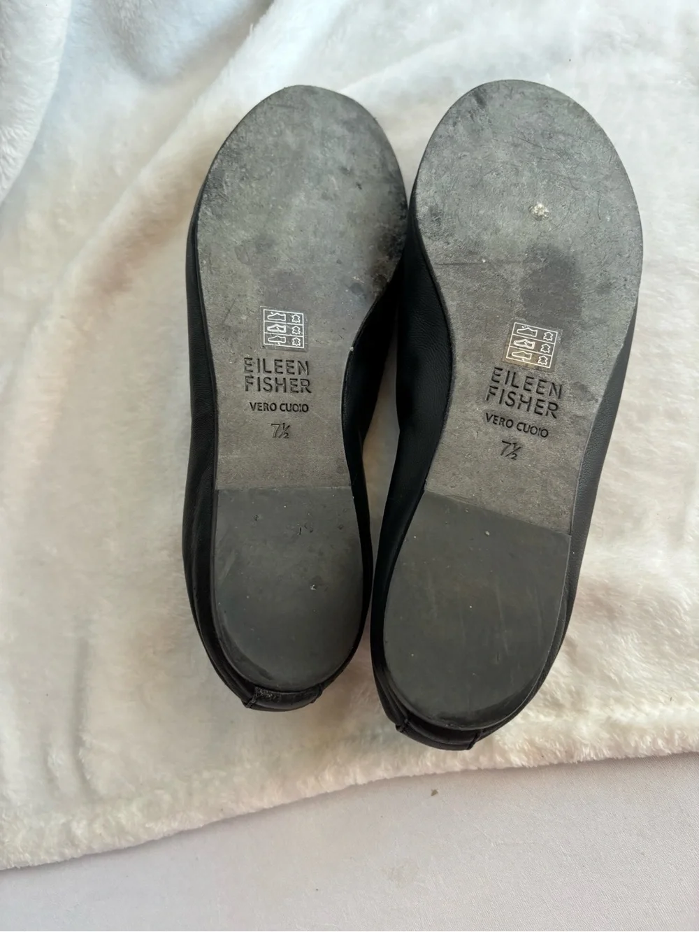 Eileen Fisher Naomi Nappa Leather Ballet Flat Black Size 7.5
